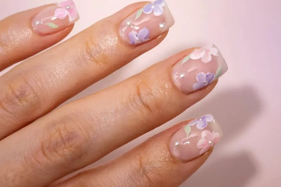 Moonlight Cat Eye Nail Art | Falling Sakura Cherry Blossom | Gel Nail Design Ideas