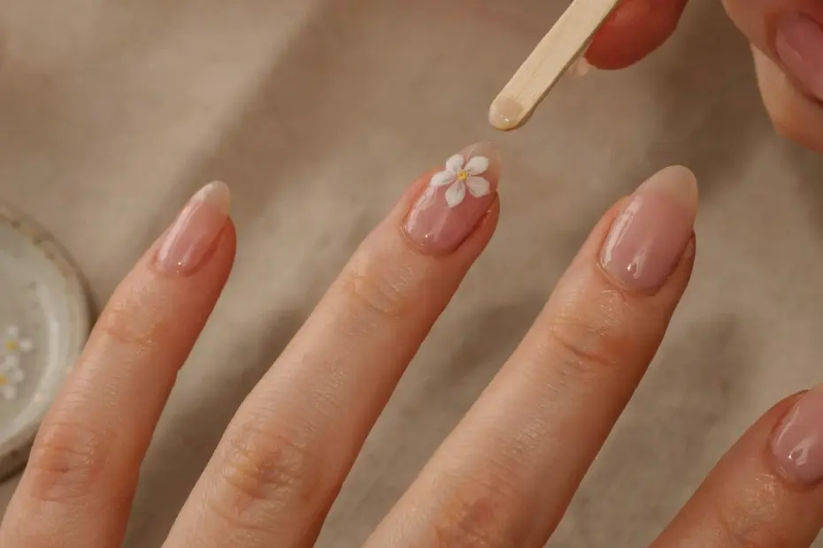 Spring French Floral Nails | Easy DIY Toothpick Nail Art | Gel Nail Inspo