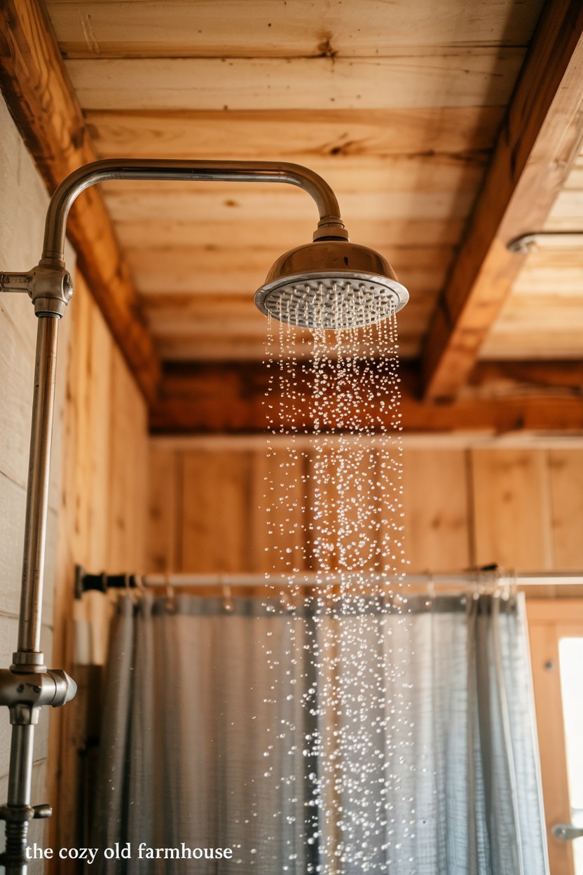Rustic Farmhouse Bathroom Shower Ideas With Industrial Fixtures