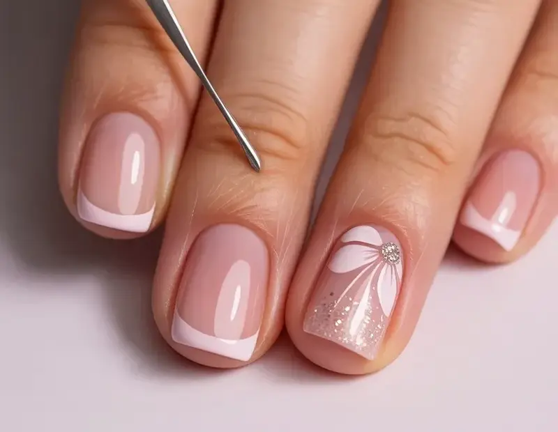 Budget Pink Gradient Nails with French Tip & Flower Design π
| Easy Nail Art Idea