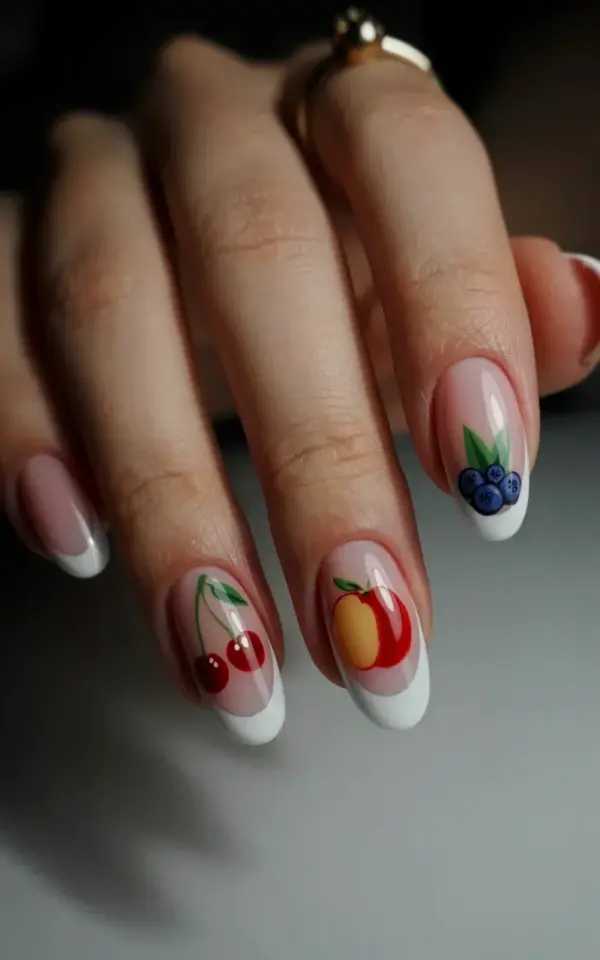 Fruit French Tip Nails on a Budget | DIY Acrylic Nail Designs