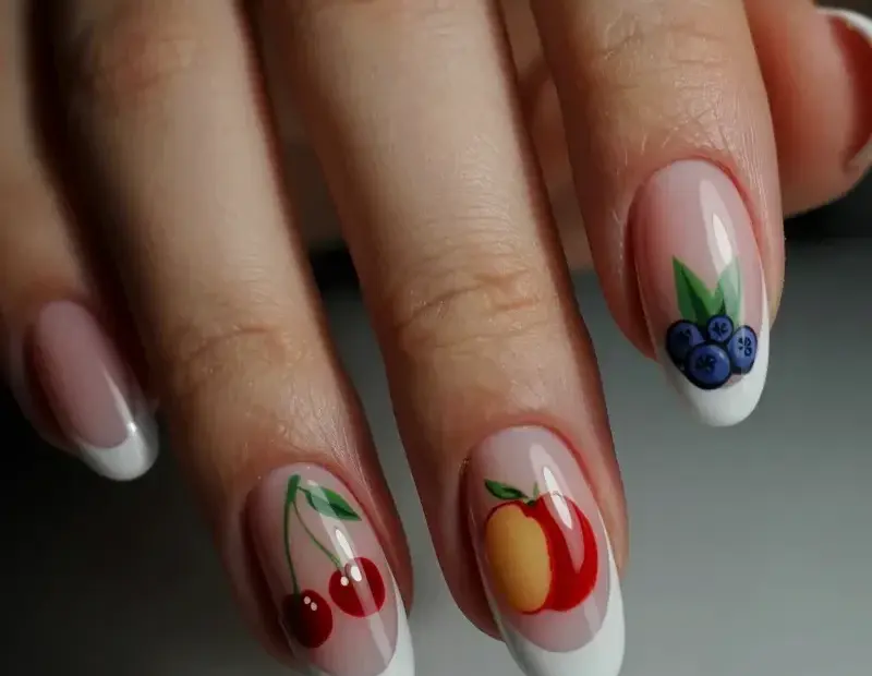 Fruit French Tip Nails on a Budget | DIY Acrylic Nail Designs