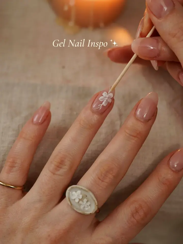Spring French Floral Nails | Easy DIY Toothpick Technique | Gel Nail Art Inspo
