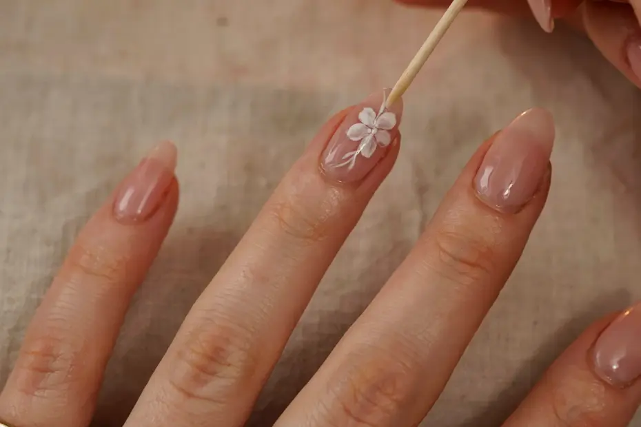 Spring French Floral Nails | Easy DIY Toothpick Technique | Gel Nail Art Inspo
