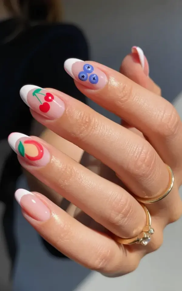 Fruit French Tip Nail Design - See My Before & After Acrylic Set!