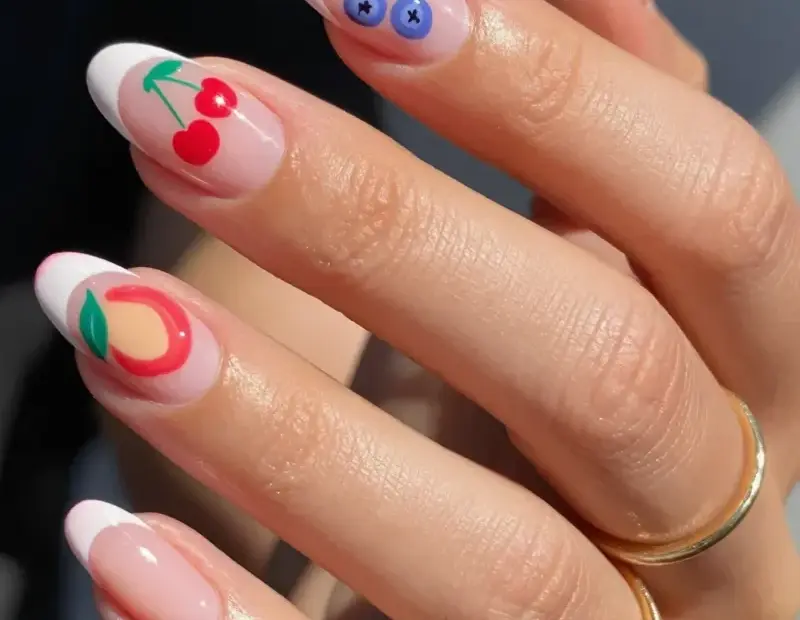 Fruit French Tip Nail Design - See My Before & After Acrylic Set!