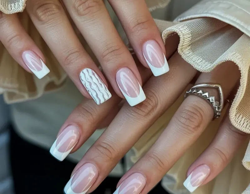 Luxury Bathroom Spa Day Nails | Spring Marble Coffin Manicure