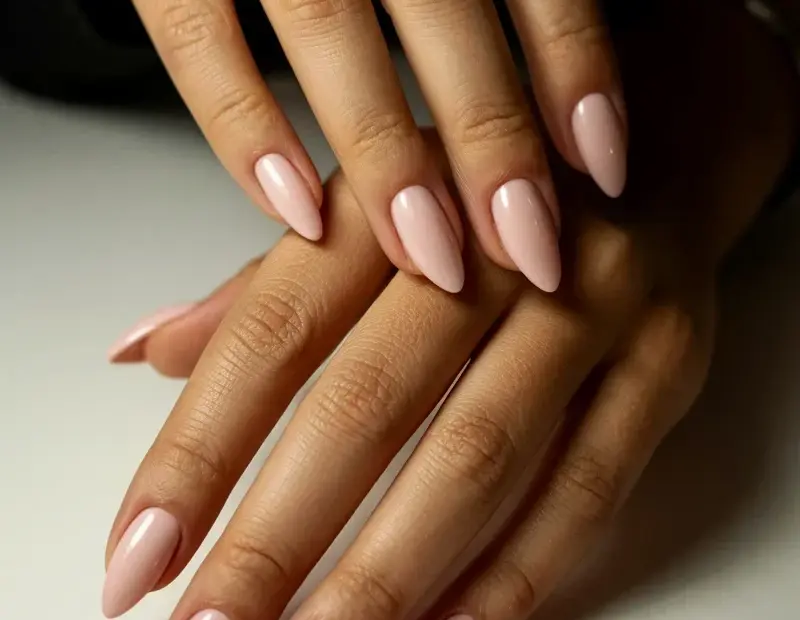 Almond Shaped Nails in Nude Pink | Budget Gel Nail Inspo